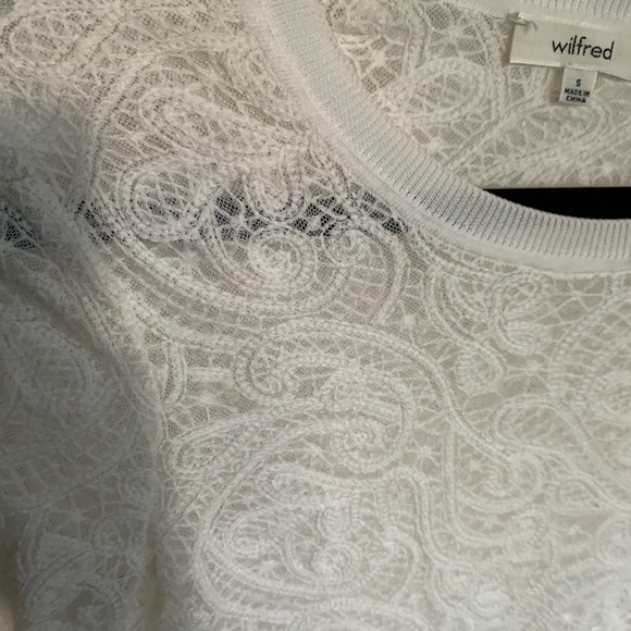 Aritzia Wilfred White embroidered Crop Top - Picture 3 of 3
